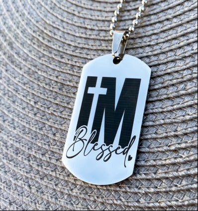 I am blessed, personalizirana laserski gravirana pločica sa lančićem. - CustomCroatiaShop