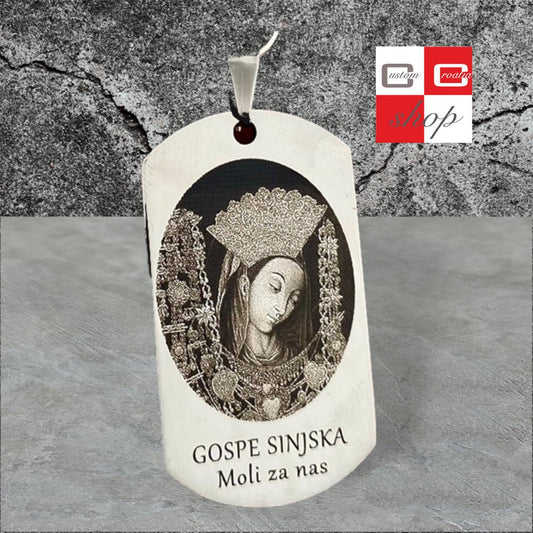 Sinjska Gospa, personalizirana laserski gravirana pločica sa lančićem. - CustomCroatiaShop