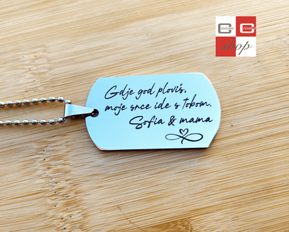 Gravirani rukopis rukopis.....personalizirana laserski gravirana pločica sa lančićem. - CustomCroatiaShop