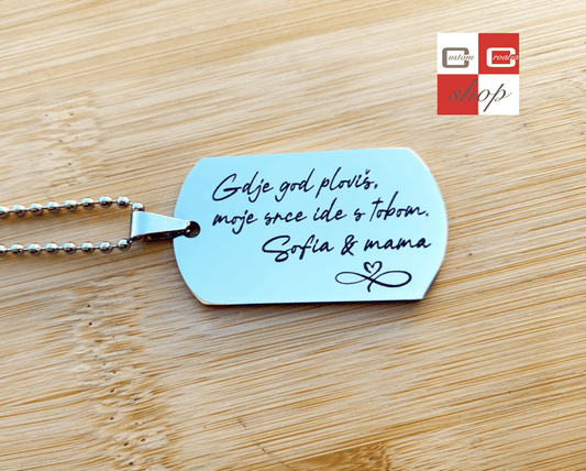 Gravirani rukopis rukopis.....personalizirana laserski gravirana pločica sa lančićem. - CustomCroatiaShop