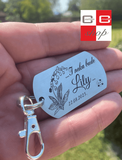 Neka se zove Lili, personalizirana laserski gravirana pločica sa lančićem. - CustomCroatiaShop