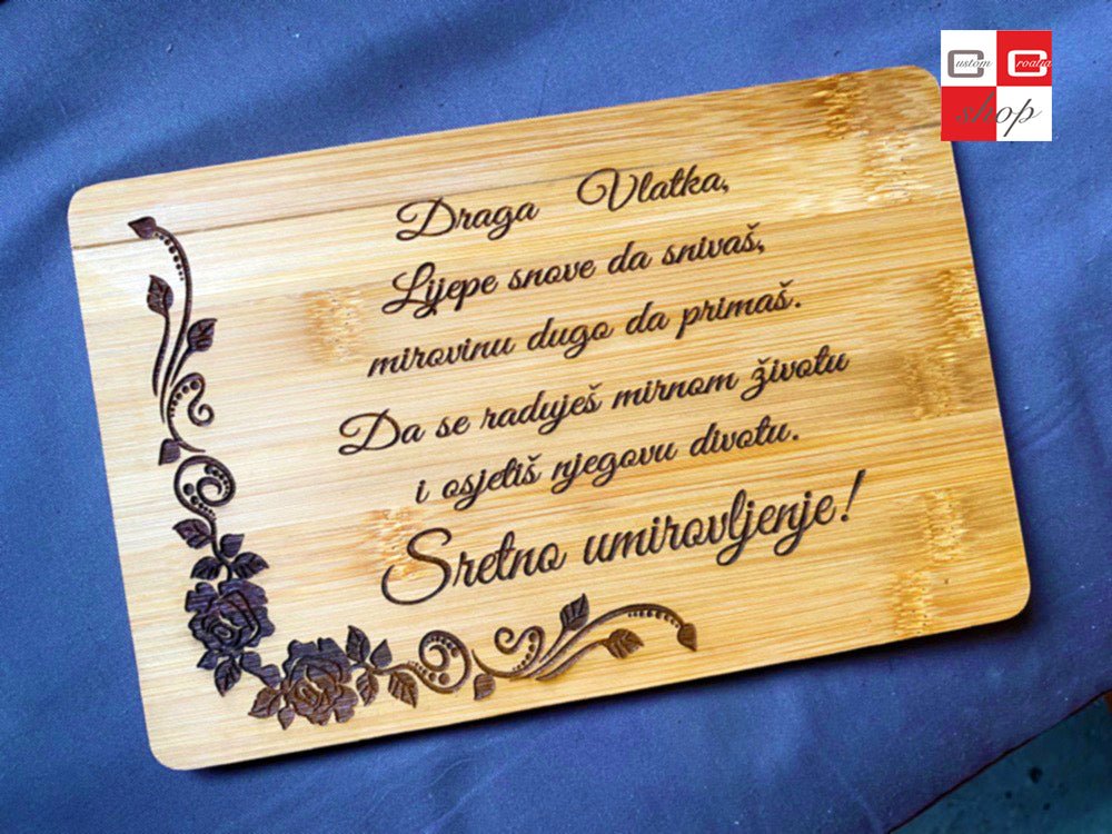 Laserski gravirane daske za posluživanje, ukrasne daske, daske za rezanje - CustomCroatiaShop