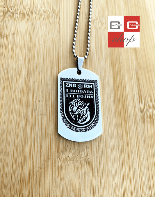 1. GBR Tigrovi legenda živi, personalizirana laserski gravirana pločica od visoko kvalitetnog nehrđajučeg medicinskog čelika u više veličina i boja, sa lančićem srebrne boje. - CustomCroatiaShop